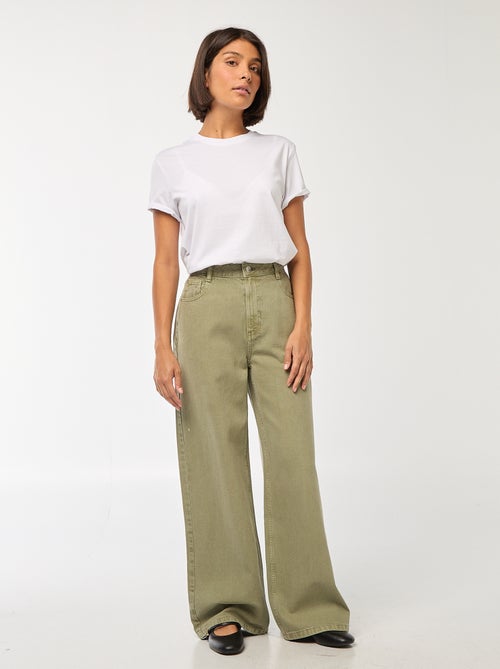 Jeans met brede pijpen en hoge taille - Kiabi