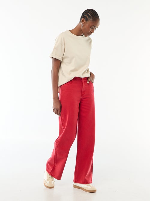 Jeans met brede pijpen en hoge taille - Kiabi