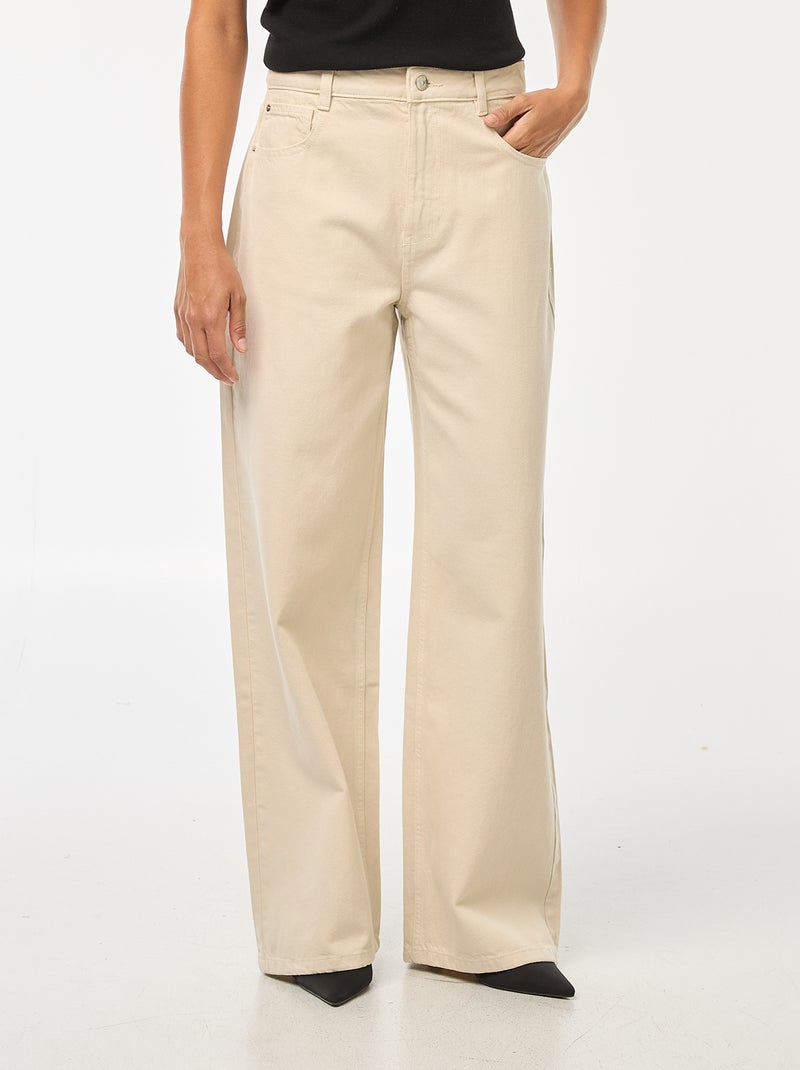 Jeans met brede pijpen en hoge taille Wit - Kiabi