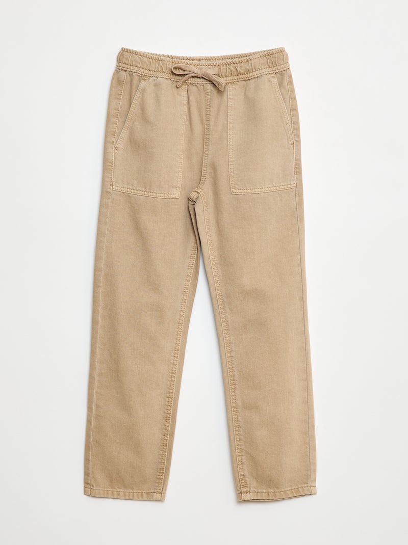 Jeans met elastische tailleband Biege - Kiabi