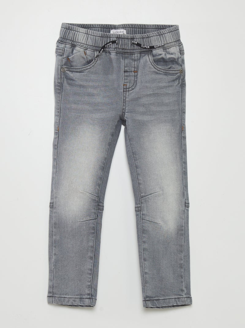 Jeans met elastische tailleband en aantrekkoordje GRIJS - Kiabi