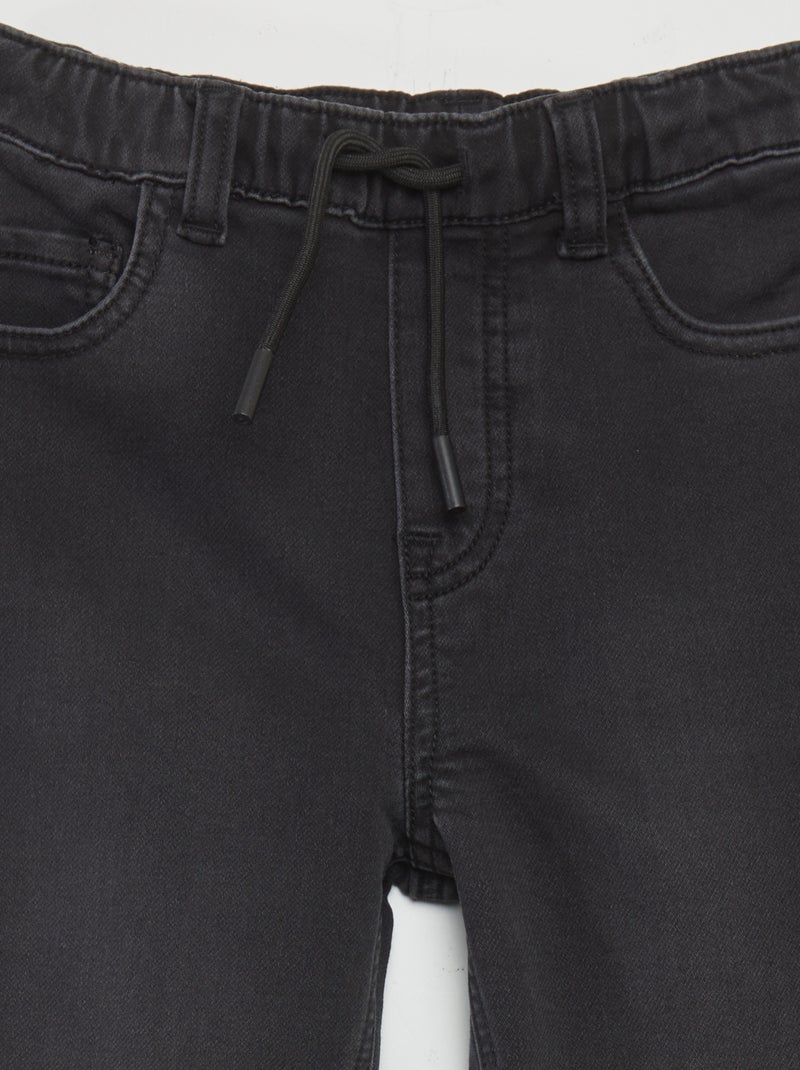 Jeans met elastische tailleband en strikkoordje GRIJS - Kiabi