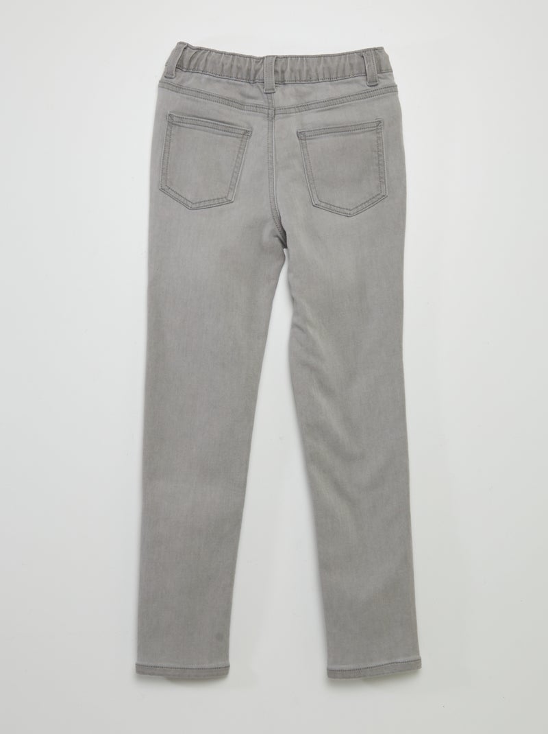 Jeans met elastische tailleband en strikkoordje GRIJS - Kiabi