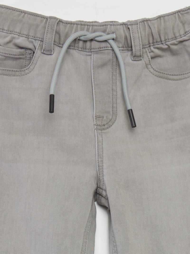 Jeans met elastische tailleband en strikkoordje GRIJS - Kiabi