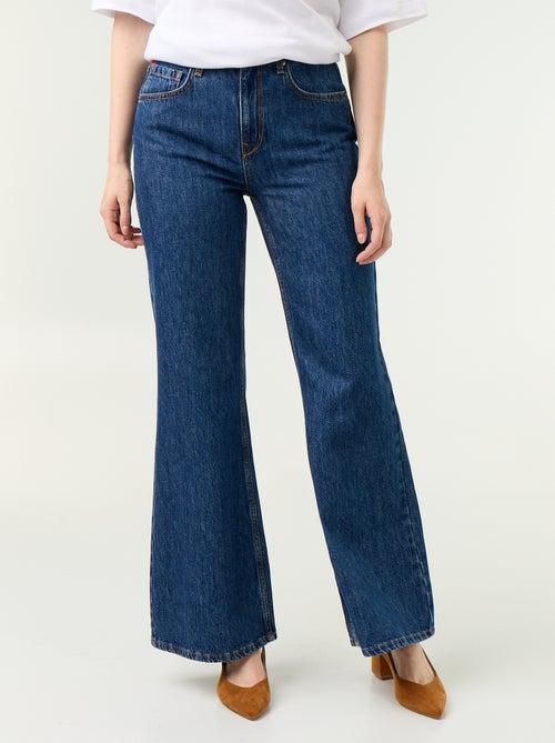 Jeans met hoge taille en flare fit met 'hartjes' borduursels - Kiabi