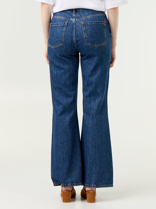Jeans met hoge taille en flare fit met 'hartjes' borduursels - Kiabi