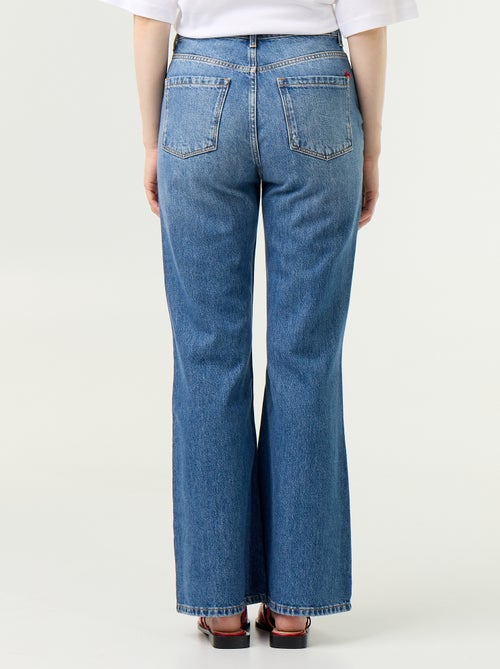 Jeans met hoge taille en flare fit met 'hartjes' borduursels - Kiabi