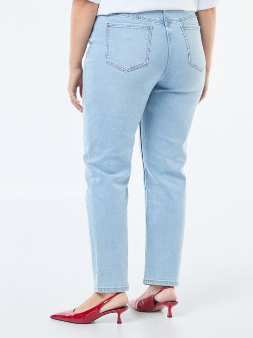Jeans met hoge taille en stras - Kiabi