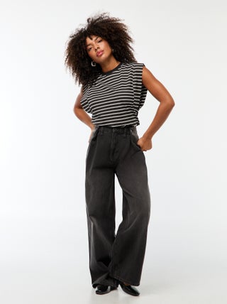 Jeans met hoge taille en wijde pijpen