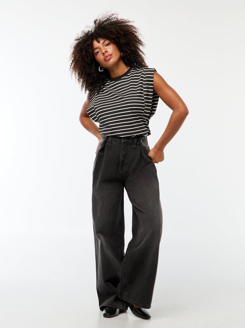 Jeans met hoge taille en wijde pijpen - Kiabi