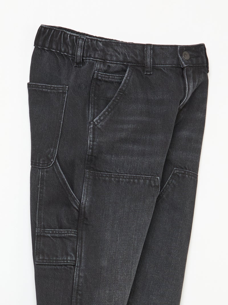 Jeans met kniestukken Zwart - Kiabi
