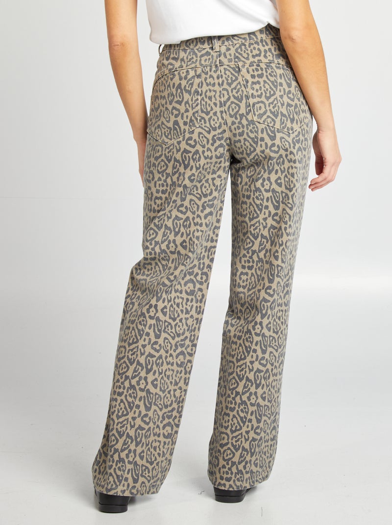 Jeans met luipaardprint BRUIN - Kiabi