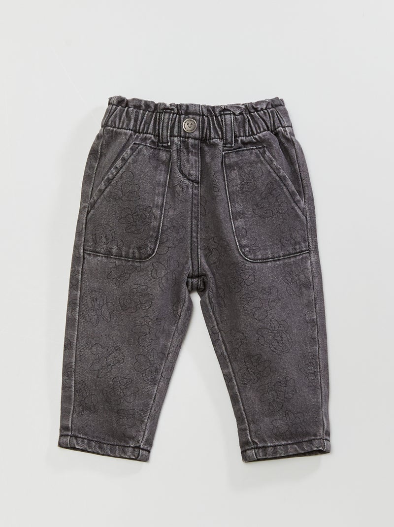 Jeans met paperbagtaille en Disney-print met Minnie GRIJS - Kiabi