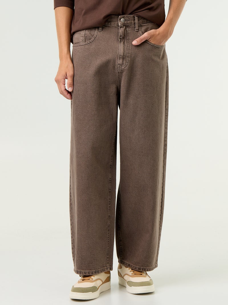 Jeans met super baggy pasvorm Bruin - Kiabi