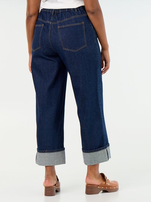 Jeans met wijde pasvorm en omgeslagen pijpen - Kiabi