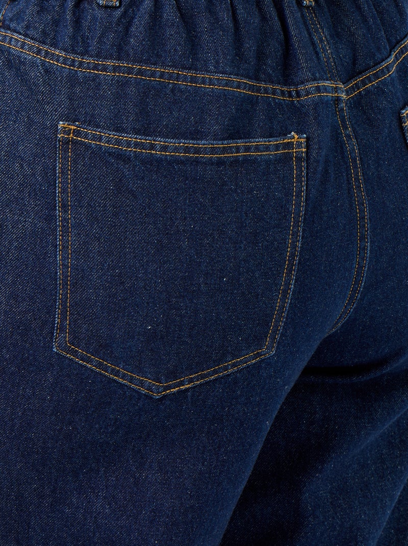 Jeans met wijde pasvorm en omgeslagen pijpen Blauw - Kiabi