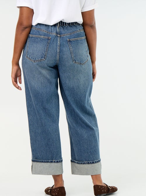 Jeans met wijde pasvorm en omgeslagen pijpen - Kiabi