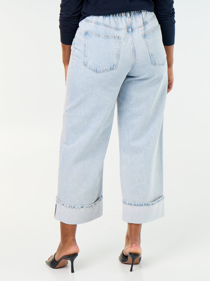 Jeans met wijde pasvorm en omgeslagen pijpen Blauw - Kiabi