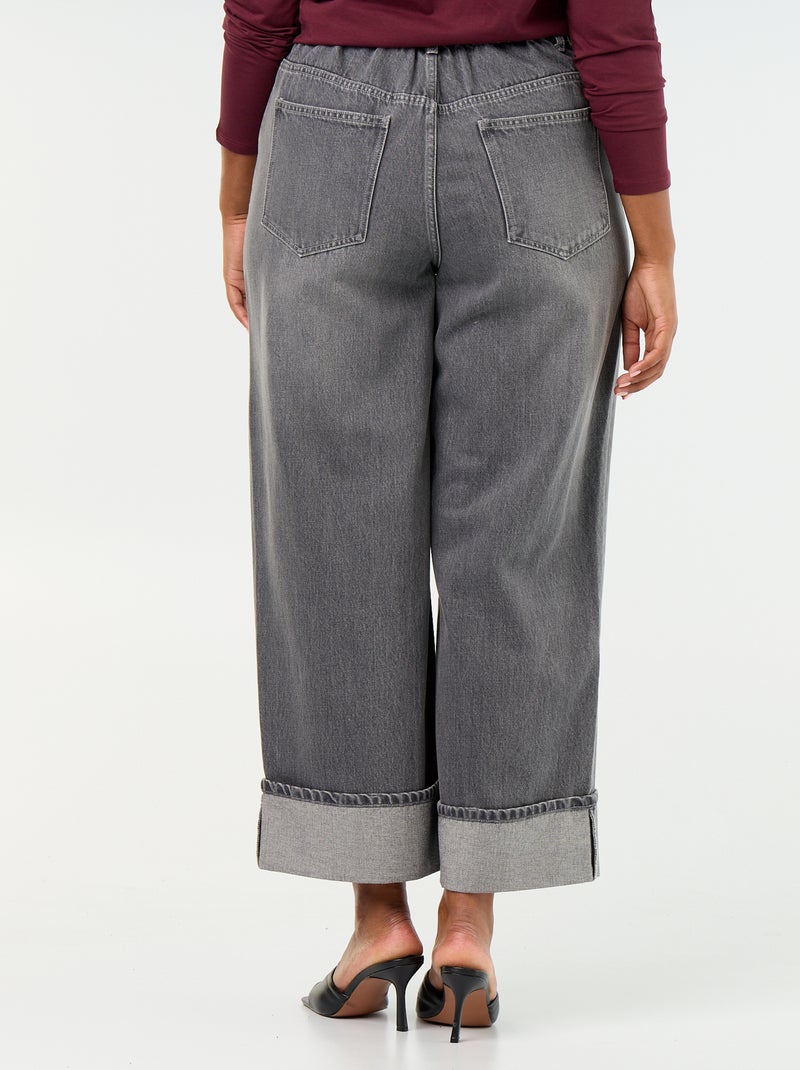 Jeans met wijde pasvorm en omgeslagen pijpen Grijs - Kiabi