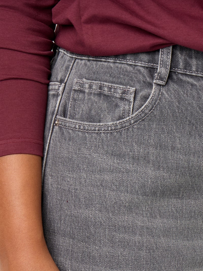 Jeans met wijde pasvorm en omgeslagen pijpen Grijs - Kiabi