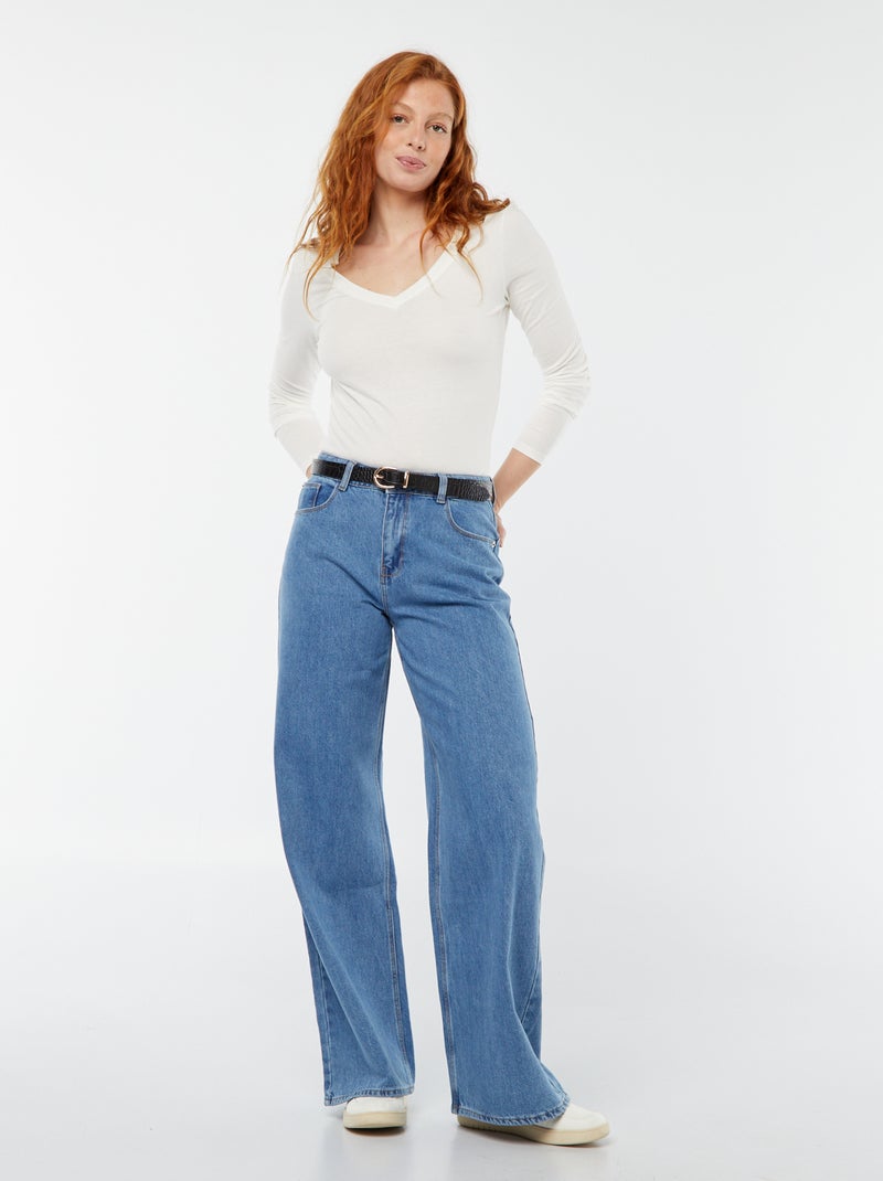 Jeans met wijde pijpen - L32 BLAUW - Kiabi