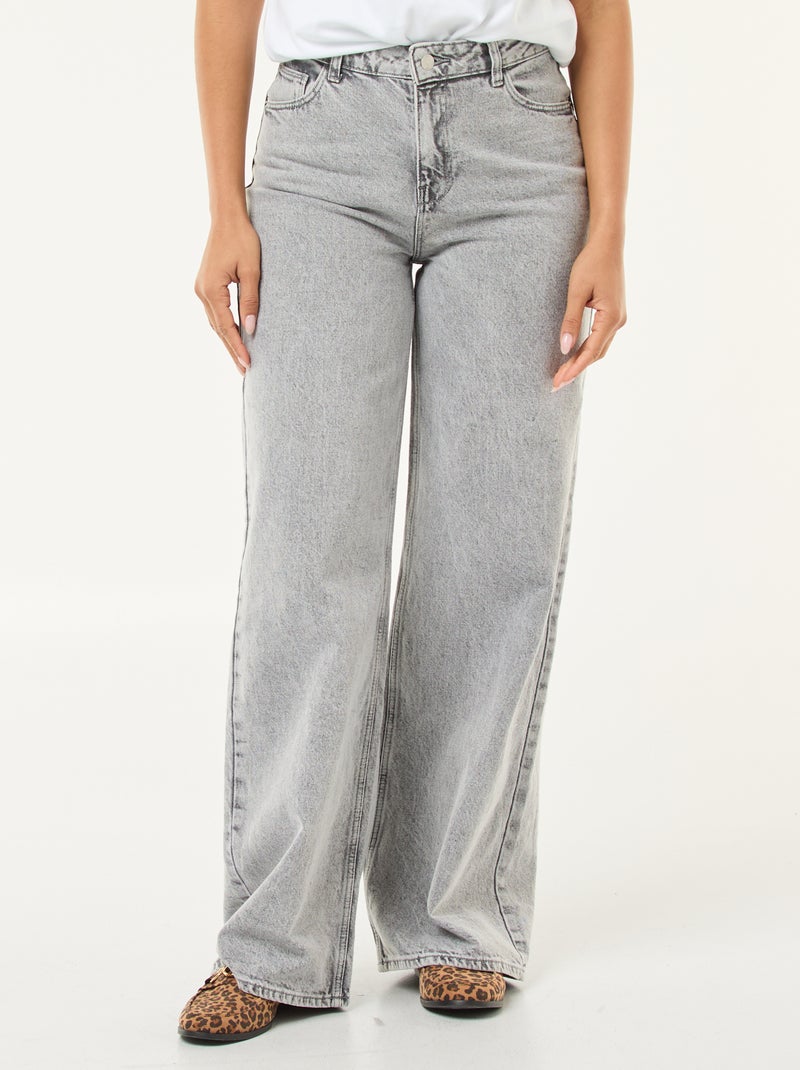 Jeans met wijde pijpen - L32 Grijs - Kiabi