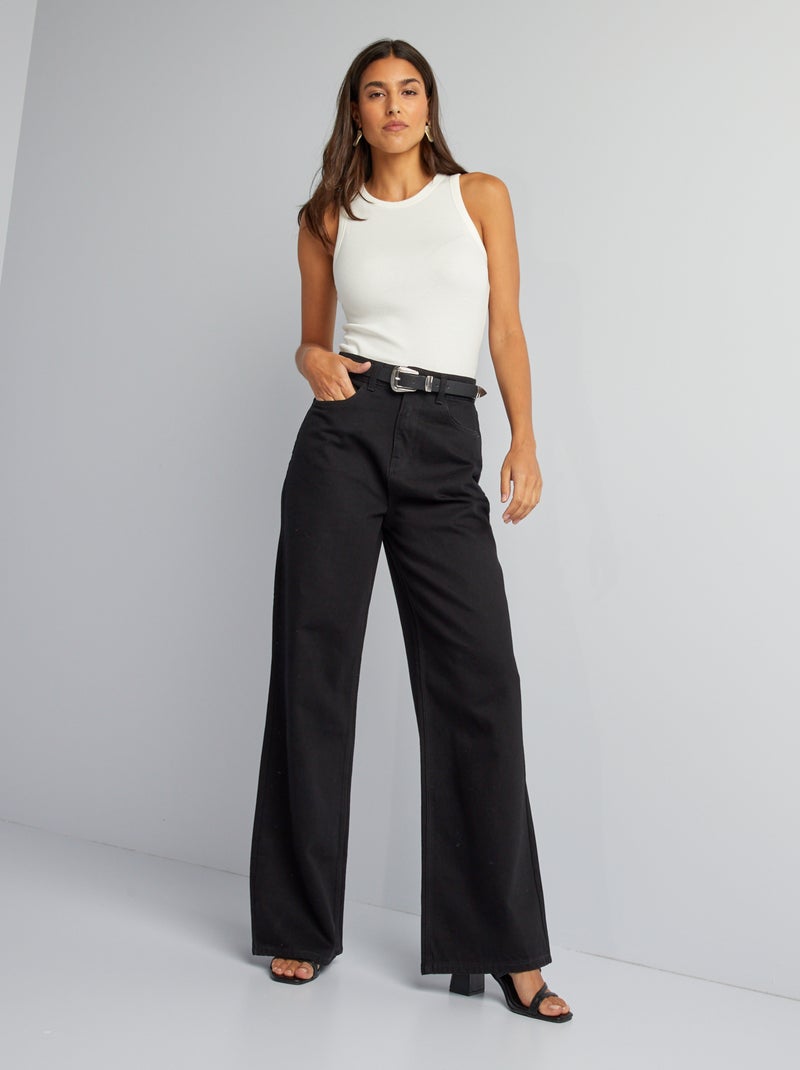 Jeans met wijde pijpen - L32 ZWART - Kiabi