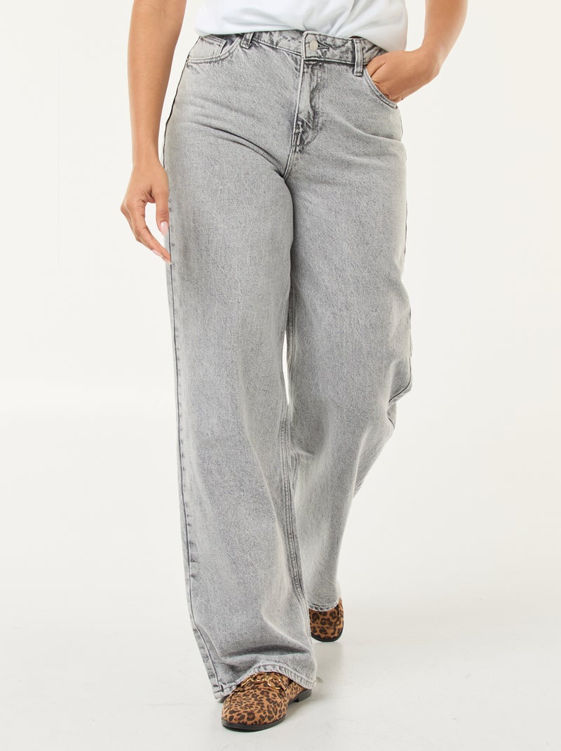Jeans met wijde pijpen - L34 Grijs - Kiabi
