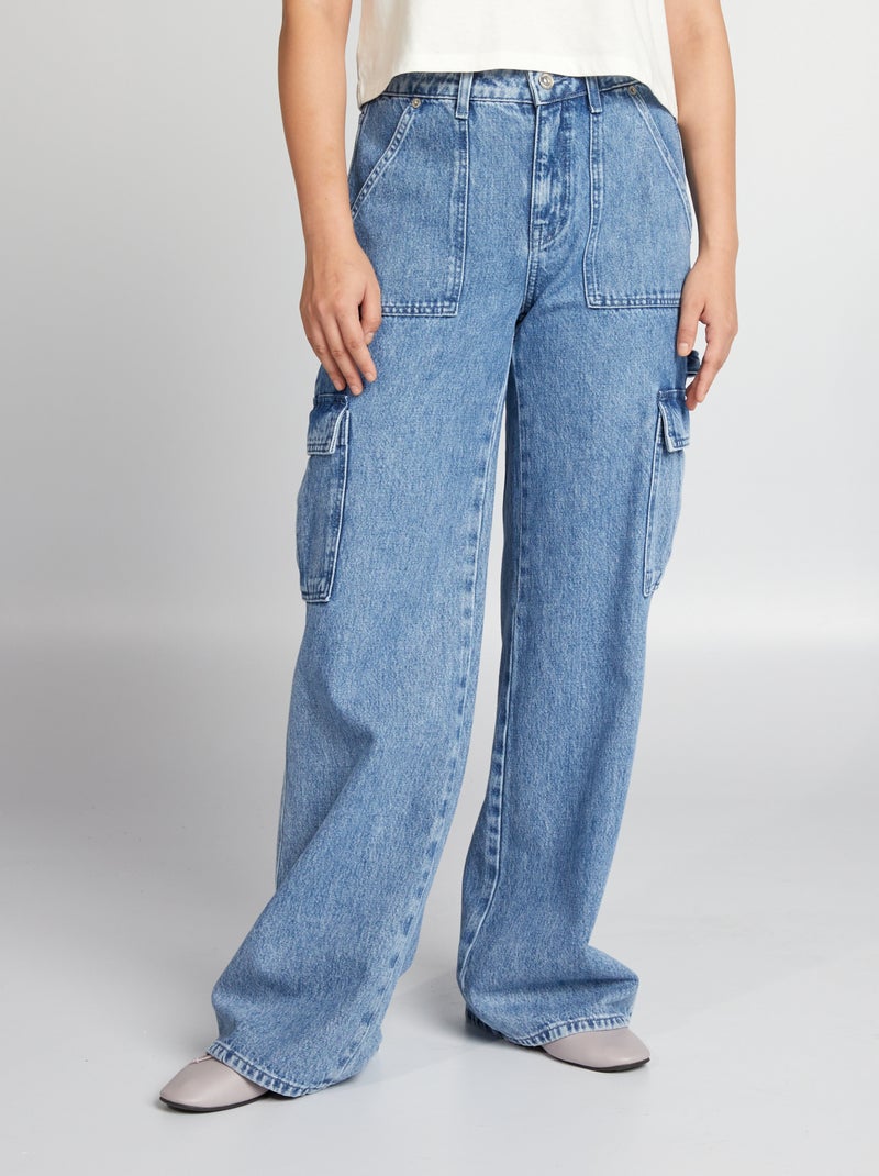 Jeans met wijde pijpen en 2 grote zakken BLAUW - Kiabi