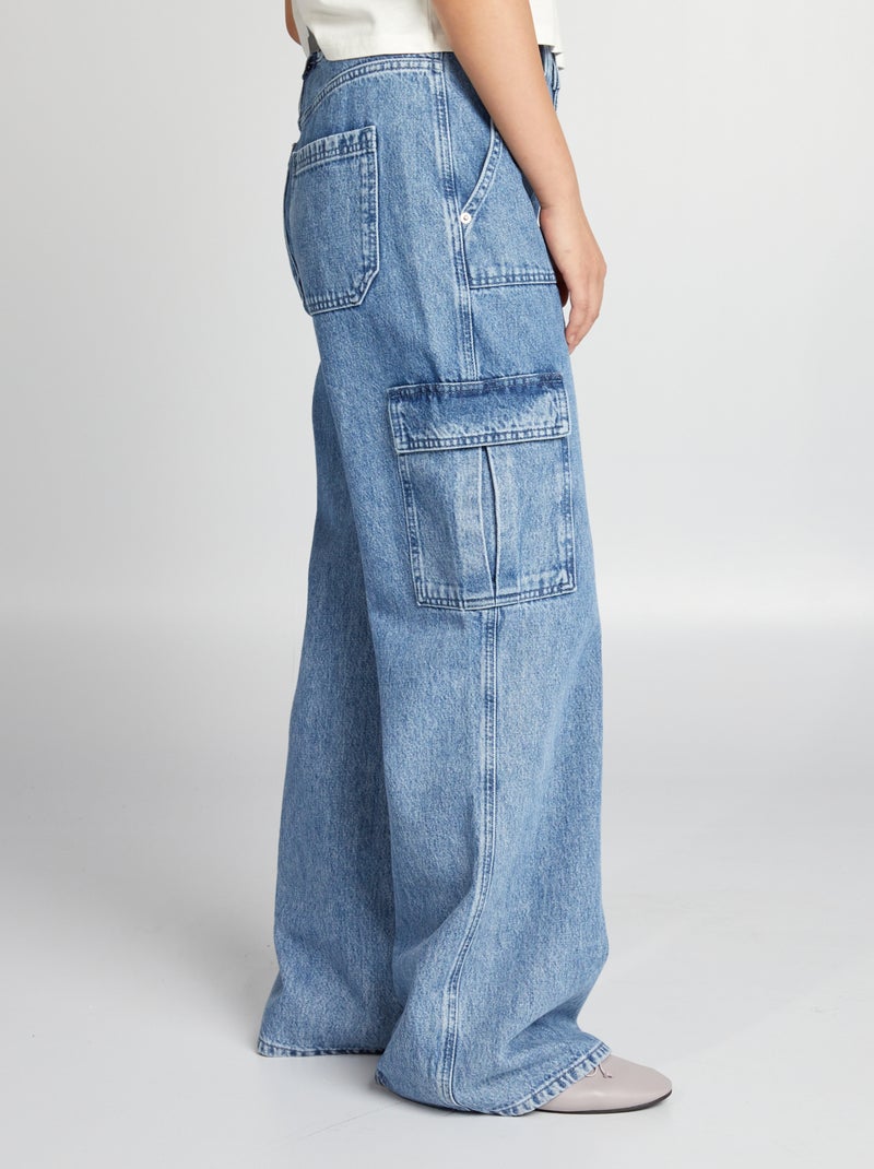Jeans met wijde pijpen en 2 grote zakken BLAUW - Kiabi