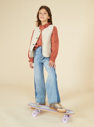 Jeans met wijde pijpen en contrasterende bies