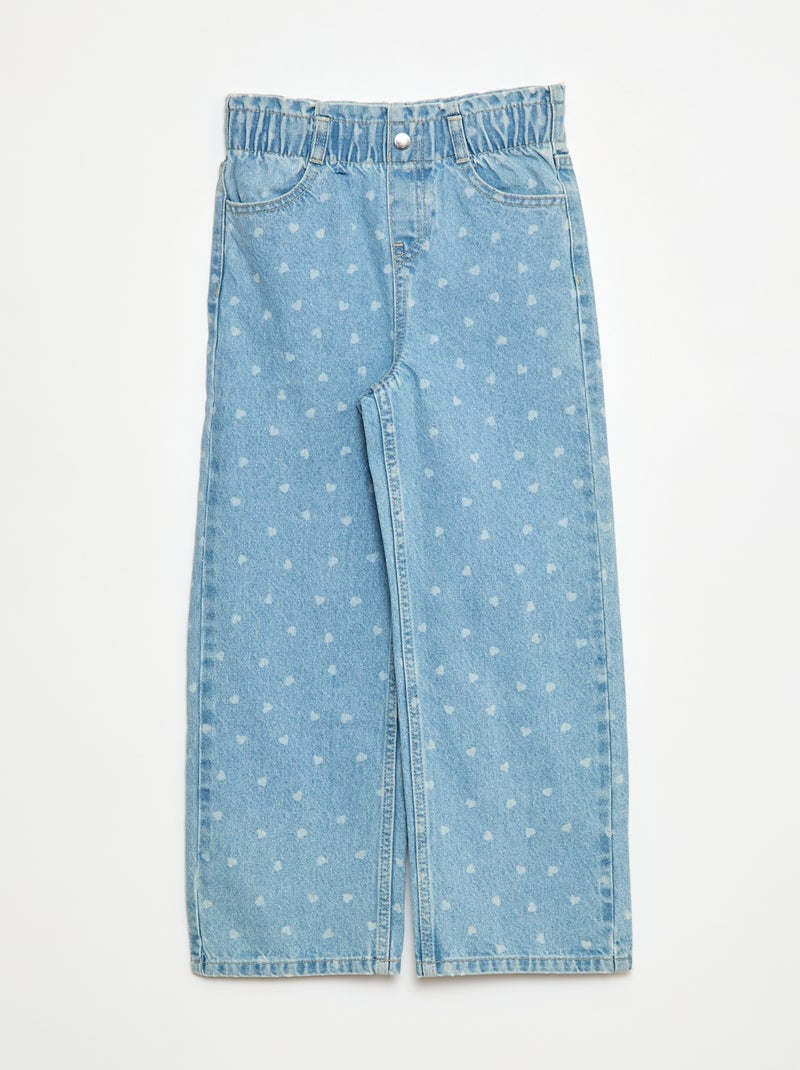 Jeans met wijde pijpen en elastische taille Blauw - Kiabi
