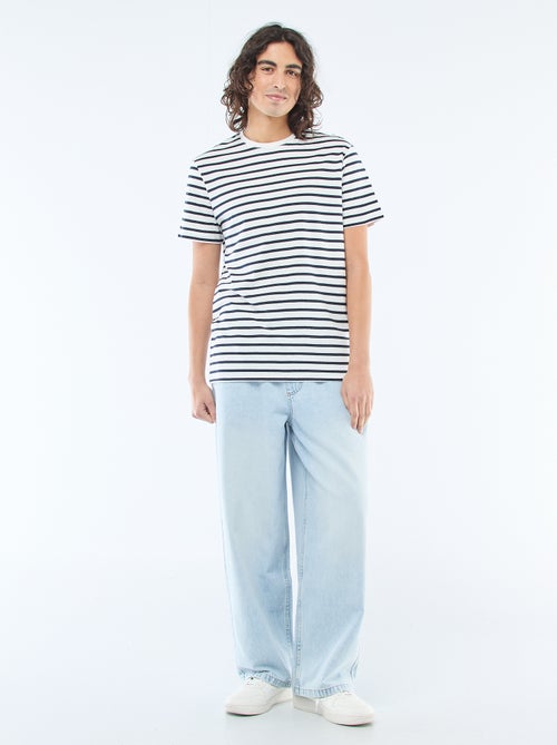 Jeans met wijde pijpen en elastische tailleband - Kiabi