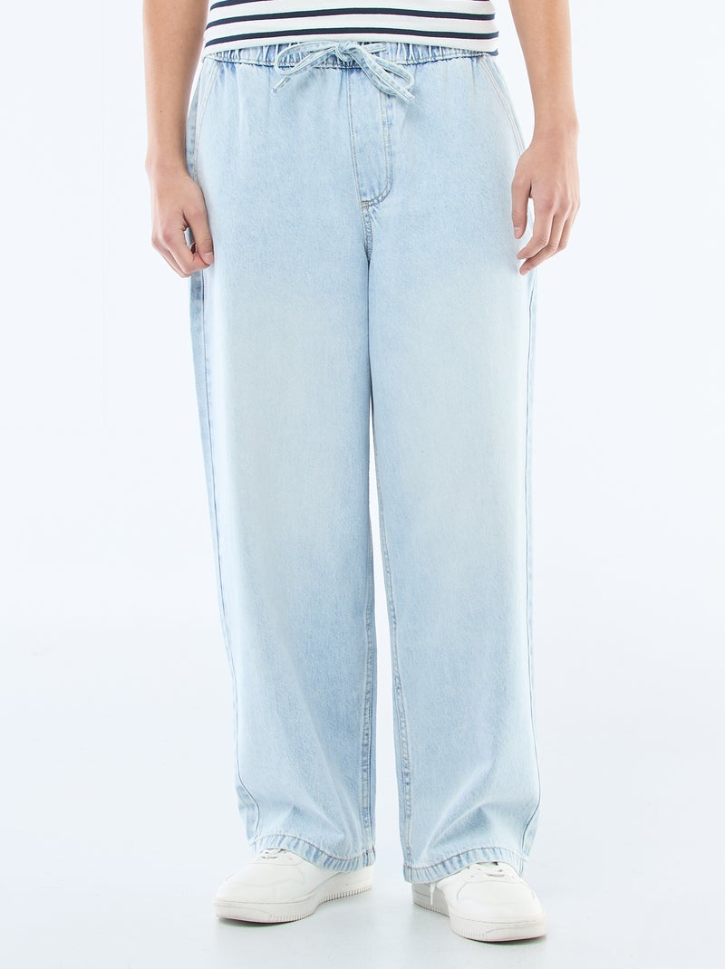 Jeans met wijde pijpen en elastische tailleband Blauw - Kiabi
