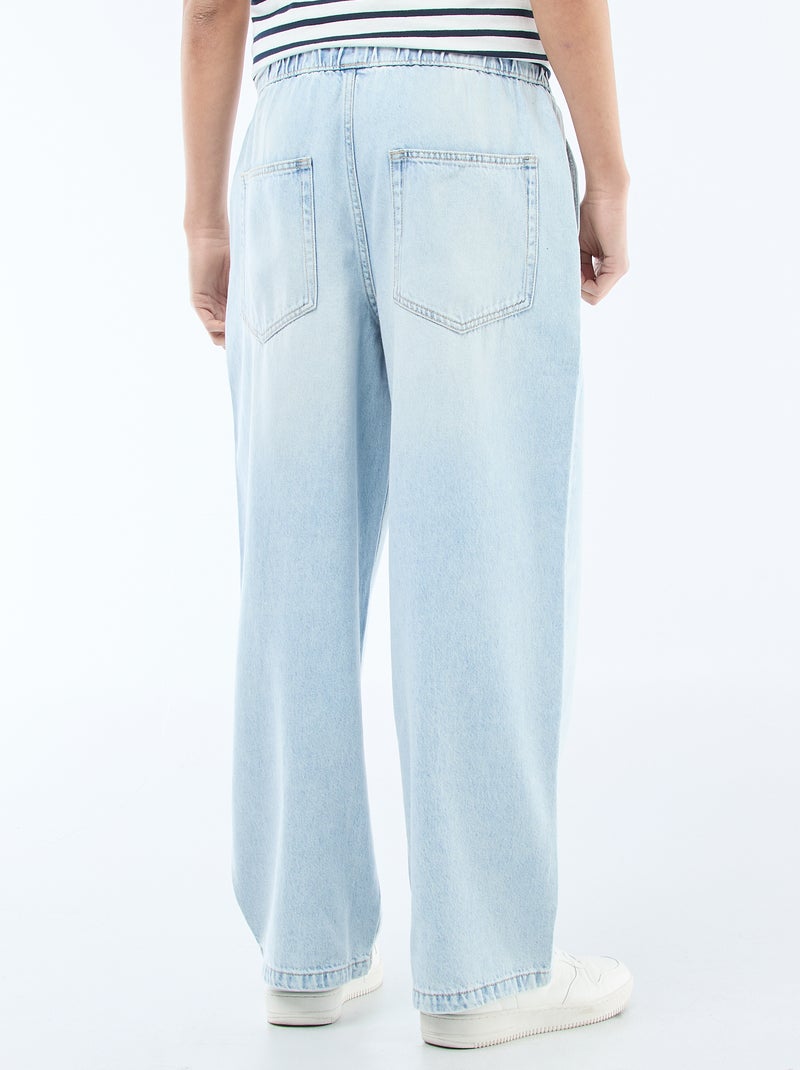 Jeans met wijde pijpen en elastische tailleband Blauw - Kiabi