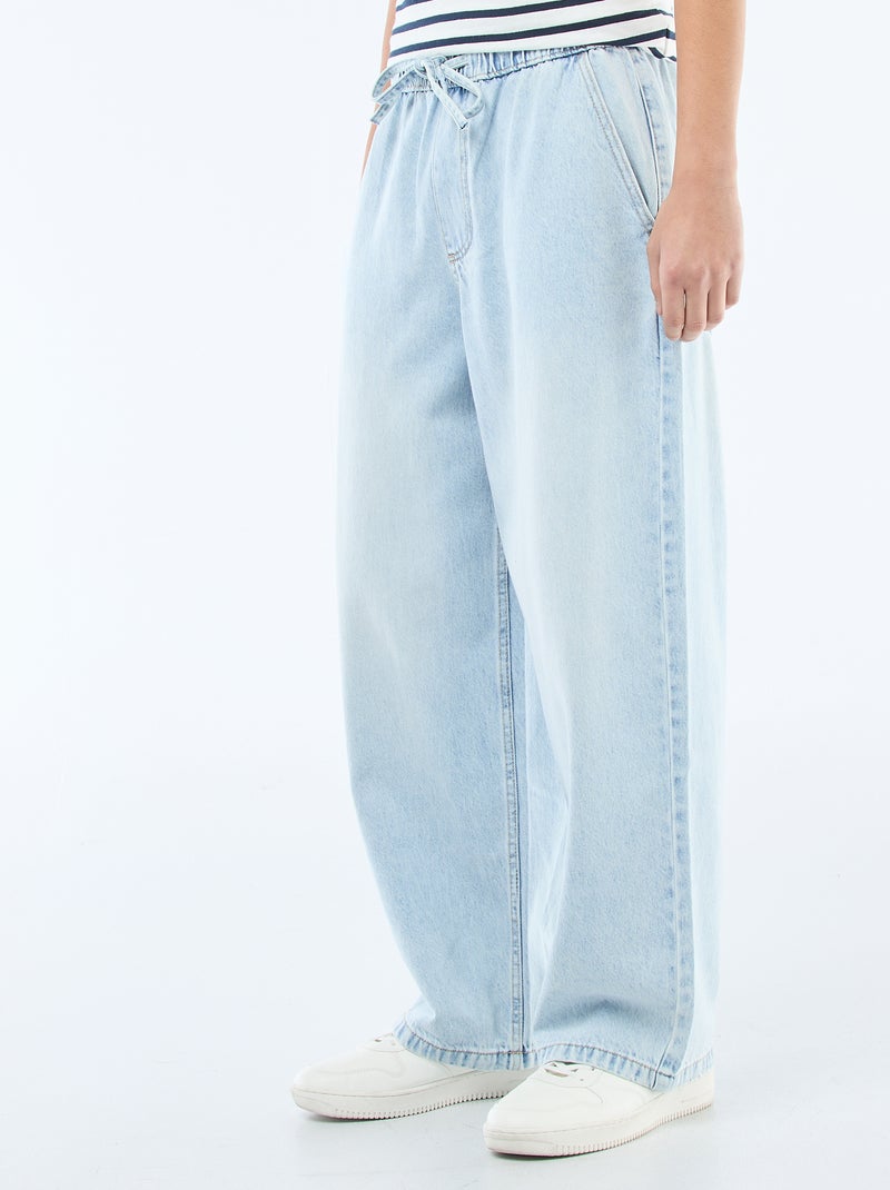 Jeans met wijde pijpen en elastische tailleband Blauw - Kiabi