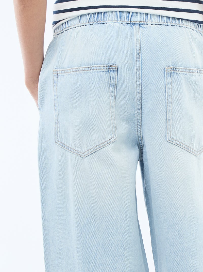 Jeans met wijde pijpen en elastische tailleband Blauw - Kiabi