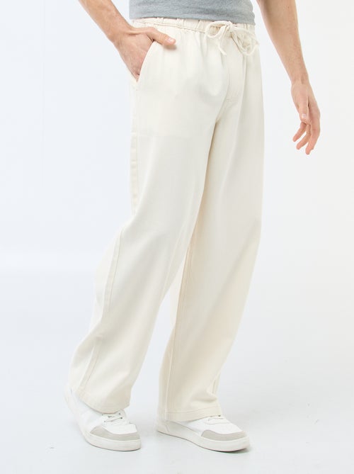 Jeans met wijde pijpen en elastische tailleband - Kiabi