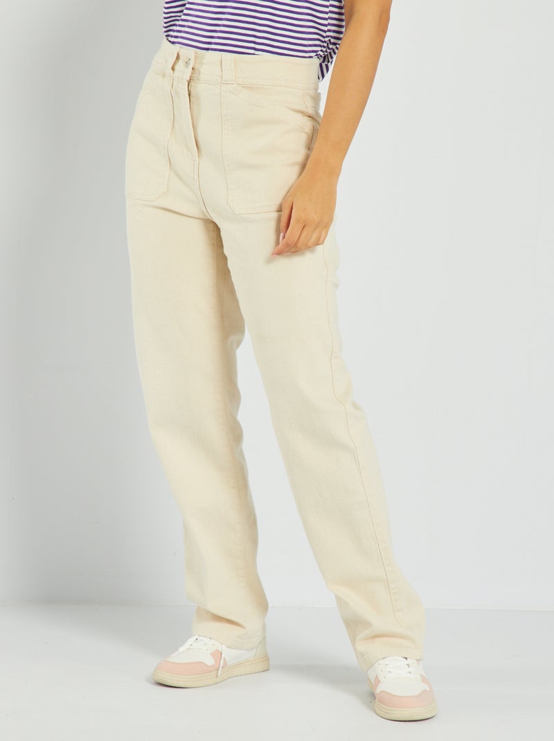 Jeans met wijde pijpen en hoge taille BIEGE - Kiabi