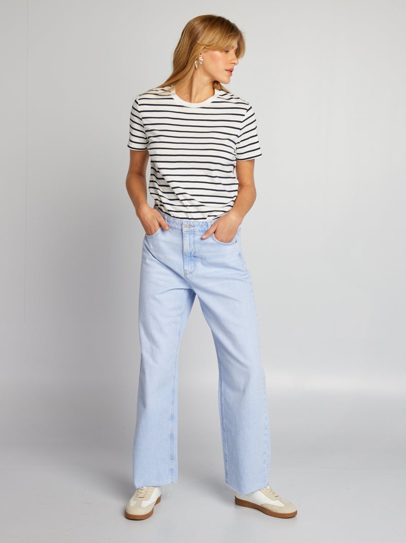 Jeans met wijde pijpen en hoge taille BLAUW - Kiabi
