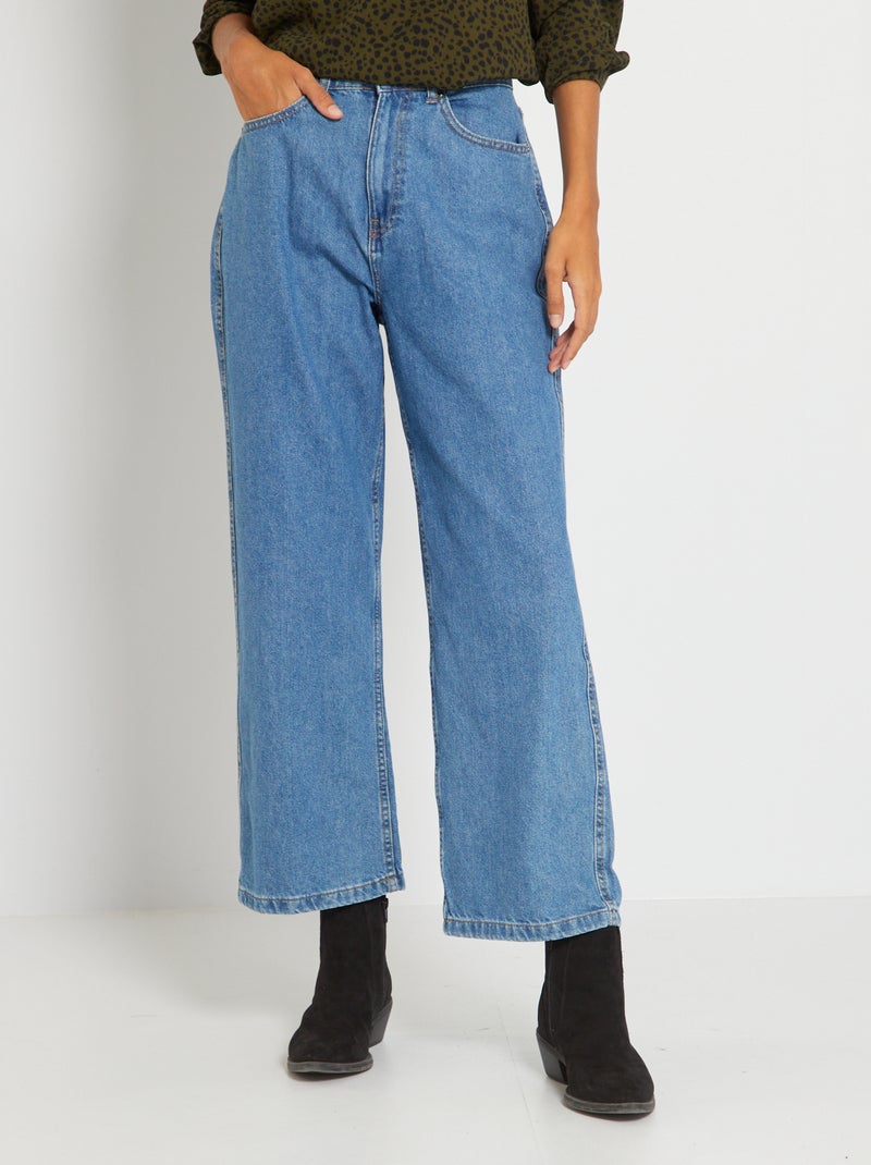 Jeans met wijde pijpen en hoge taille BLAUW - Kiabi