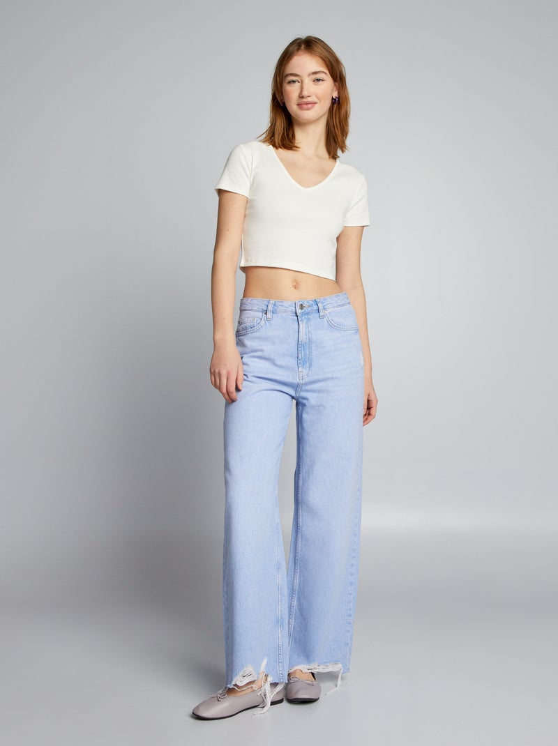 Jeans met wijde pijpen en lage taille BLAUW - Kiabi