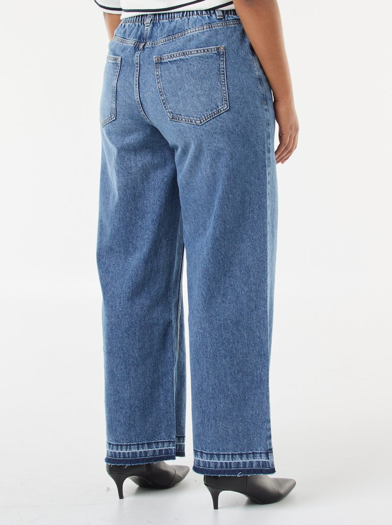 Jeans met wijde pijpen en raw-cut afwerking Blauw - Kiabi