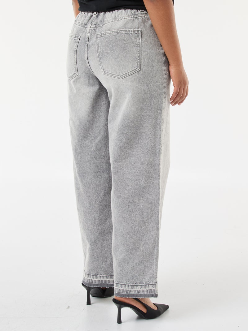 Jeans met wijde pijpen en raw-cut afwerking Grijs - Kiabi