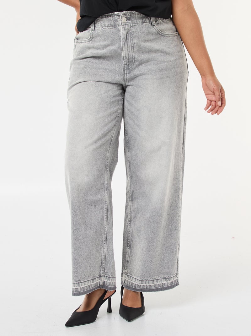 Jeans met wijde pijpen en raw-cut afwerking Grijs - Kiabi
