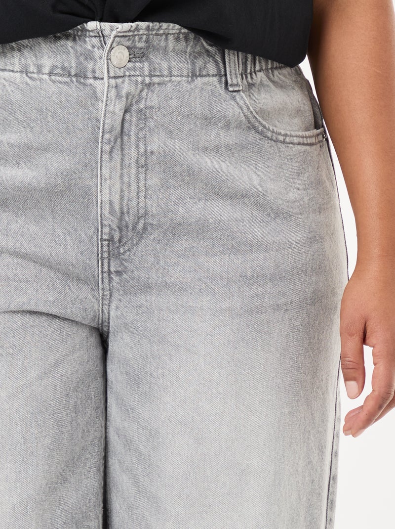 Jeans met wijde pijpen en raw-cut afwerking Grijs - Kiabi