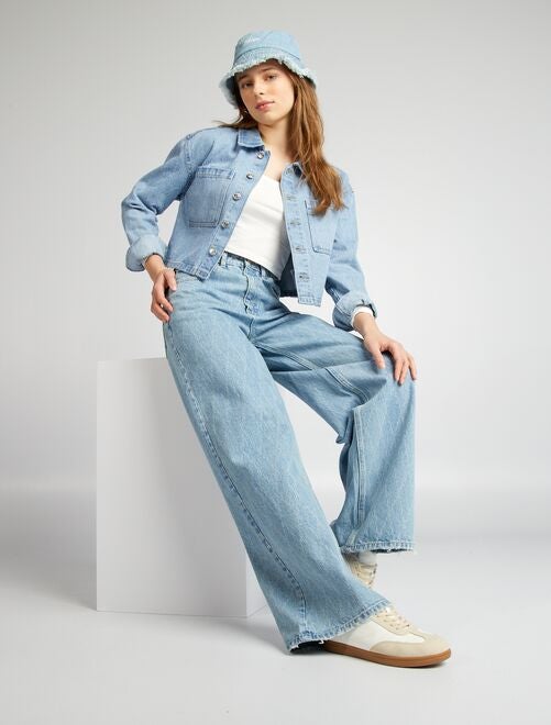 Jeans met wijde pijpen en reliëfeffect - Kiabi