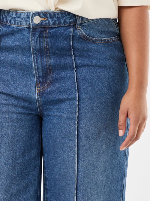 Jeans met wijde pijpen, hoge taille en plooien aan de voorzijde - Kiabi
