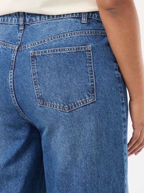 Jeans met wijde pijpen, hoge taille en plooien aan de voorzijde - Kiabi
