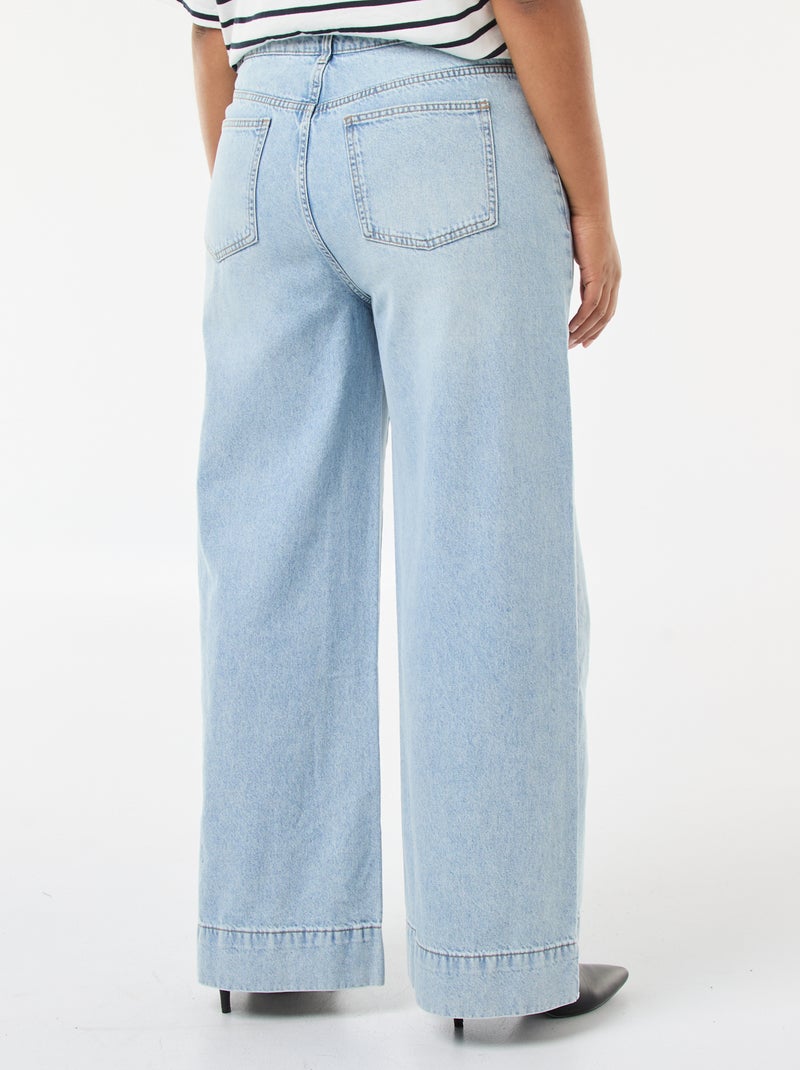 Jeans met wijde pijpen, hoge taille en plooien aan de voorzijde Blauw - Kiabi